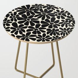 Black and White Retro Floral Art Print  Side Table