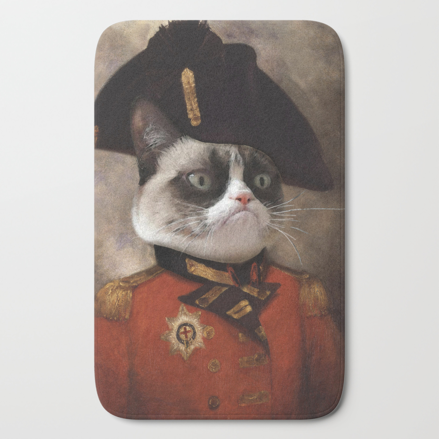 Angry Cat Grumpy General Cat Bath Mat By Catalinanastase Society6