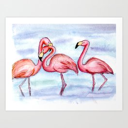Vintage Flamingos Art Print