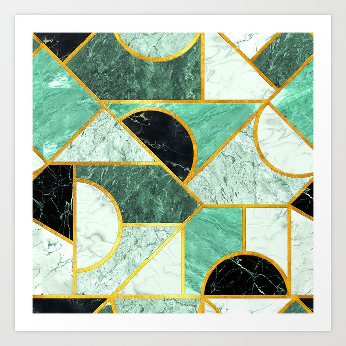 Geometric Marble Mosaic 03 Art Print