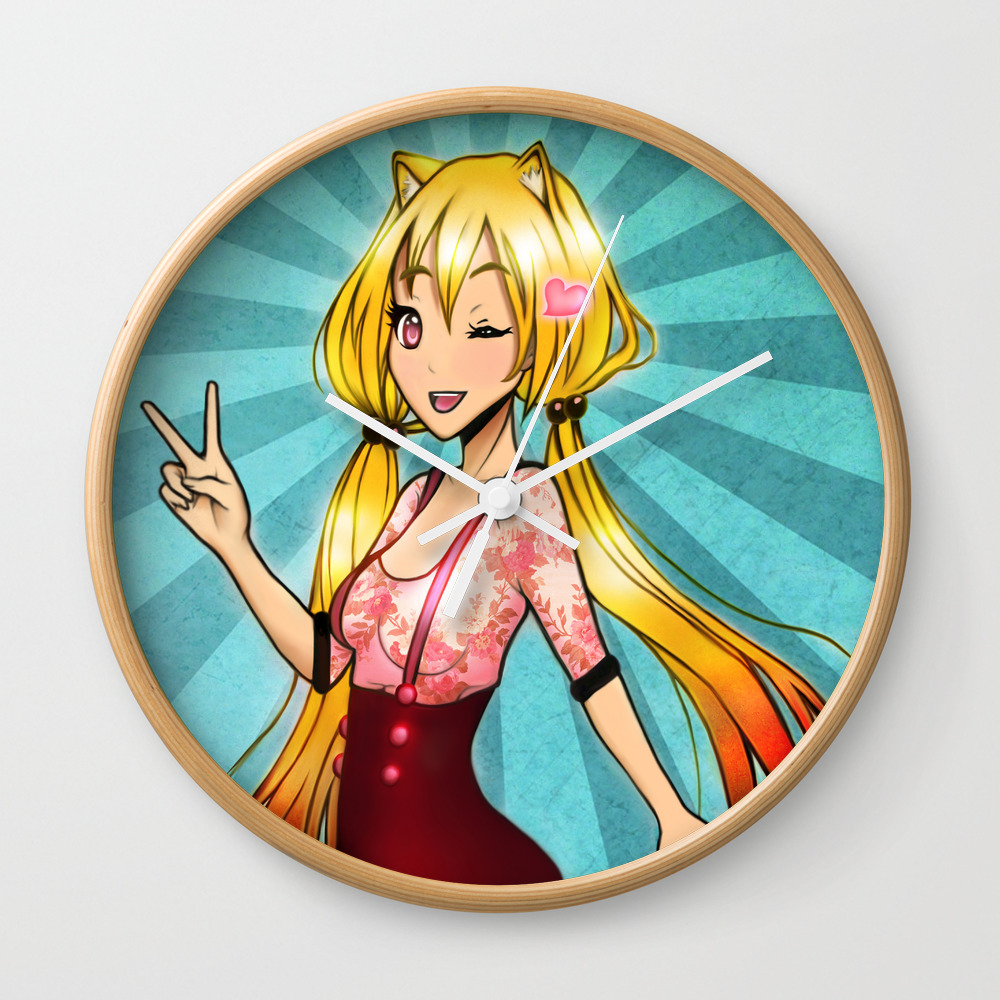 Neko Chan Cat Girl Wall Clock By Designbystavri Society6