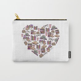 Love Books Pretty Floral Girly Heart Carry-All Pouch