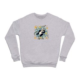 Panda Vibes – Blue & Yellow Crewneck Sweatshirt