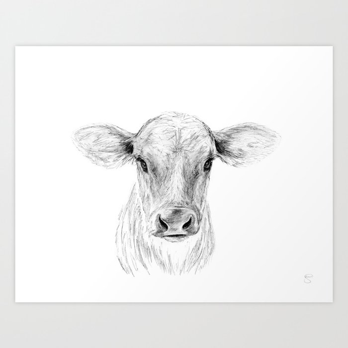 Moo A Young Jersey Cow Art Print By Ripdntorn Society6
