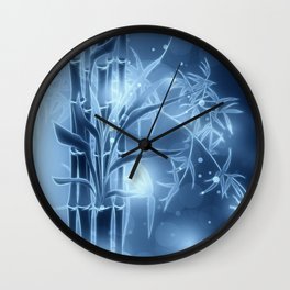 Bambuszweige - blau coloriert Wall Clock