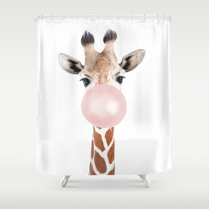 Bubble gum giraffe Shower Curtain