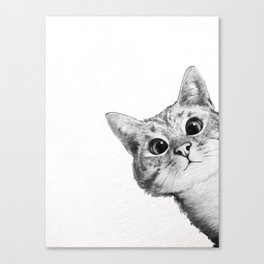 sneaky cat Canvas Print | Cat, Funny, Popart, Drawing, Curated, Black and White, Home, Peeking, Modern, Design 