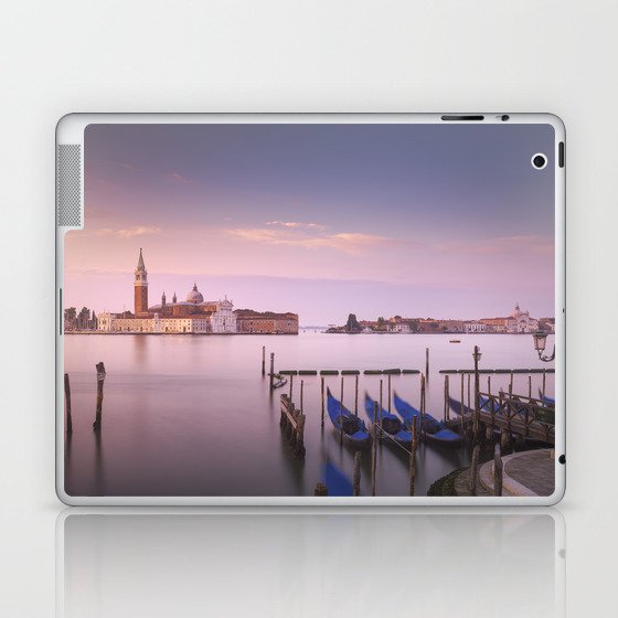 Venice lagoon, San Giorgio church and gondolas at sunrise. Italy Laptop & iPad Skin