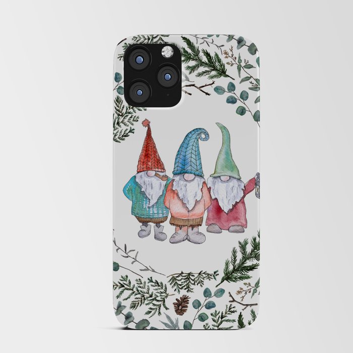 Christmas Gnome Greenery Circle iPhone Card Case