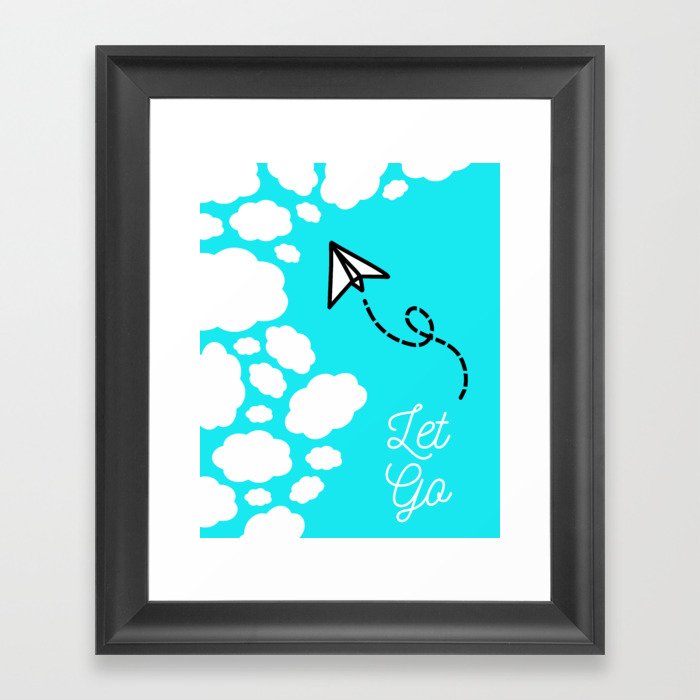 Let Go - Paper Airplane in the Clouds Framed Art Print