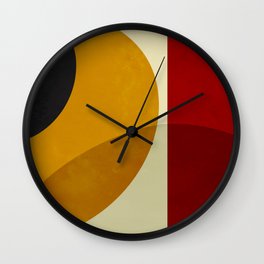 Modern Abstract Mid Century Wall Clock | Vintage, 50Ties, Composition, Warmtones, Interior, Circles, Painting, Bauhaus, Shapes, Digital 