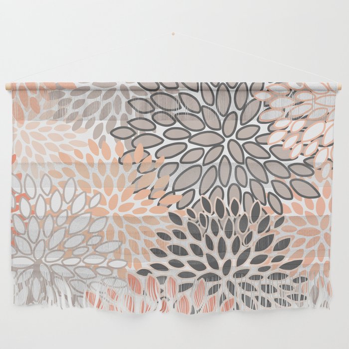 Modern Floral Peach and Grey Wall Hanging