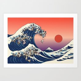 The Great Wave Of  French Bulldog Art Print