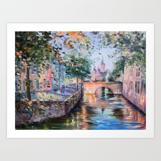 Town bridge Art Print