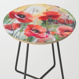 Dreaming Poppies Watercolour Painting Side Table