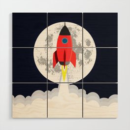 Rocket lift off Wood Wall Art