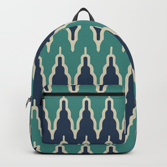 Chevron Pattern 534 Black and Turquoise Backpack
