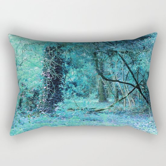 Aqua Teal Tree Landscape Rectangular Pillow