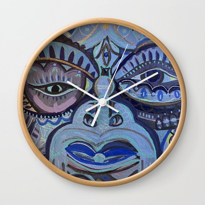 Blue Voo Face Painting Wall Clock