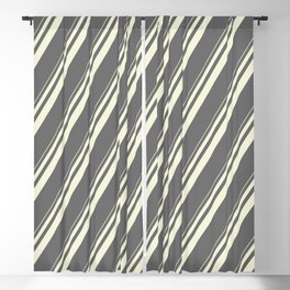 [ Thumbnail: Beige & Dim Grey Colored Striped/Lined Pattern Blackout Curtain ]