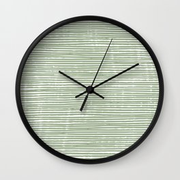 Abstract Stripes, Sage Green, Boho Wall Art Wall Clock
