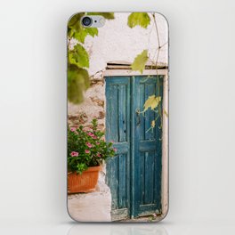 Greek Blue Painted Door | Still Live on the Greek Islands | Street and Travel Photography iPhone Skin