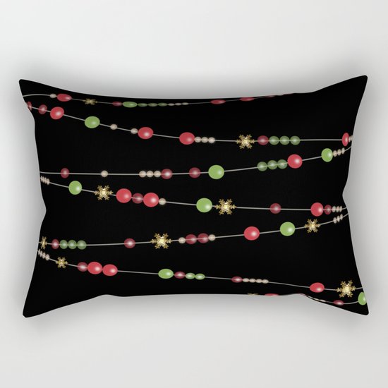 Merry Christmas . Beads Decoration . Rectangular Pillow