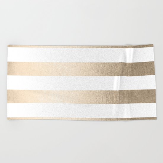 Simply Stripes in White Gold Sands Beach Towel