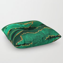 Abstract Green And Gold Emerald Marble Landscape  Floor Pillow