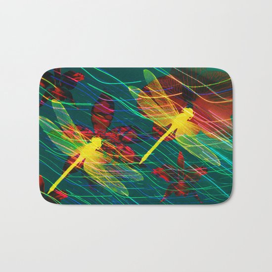 Dragonflies Neon Neon Bath Mat