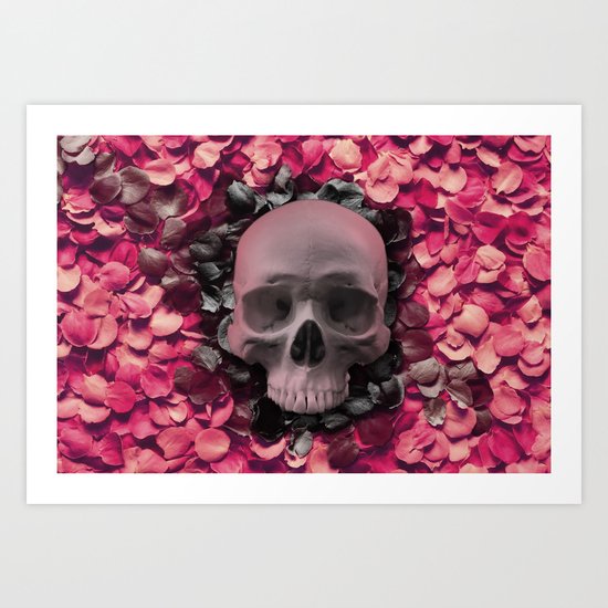 Skull and flowers Art Print