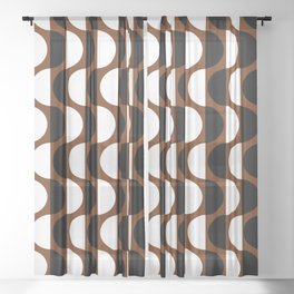 Abstraction_NEW_OCEAN_WAVE_CHOCOLATE_BLACK_WHITE_PATTERN_POP_ART_0311B Sheer Curtain