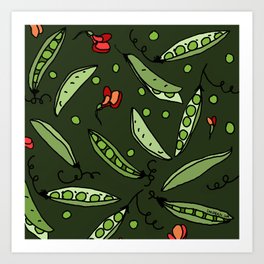 Peas! May! Art Print | Drawing, Maypattern, Seasonal, Illustration, Seasonalfruits, Peas, Digital, Seasonalveggies, Seasonalpattern, Sonjabajic 