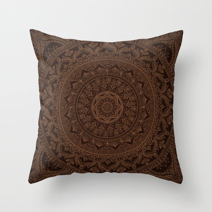 Mandala Dark Chocolate Throw Pillow