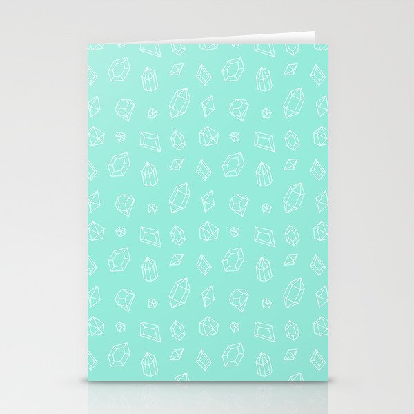 Seafoam and White Gems Pattern Stationery Cards
