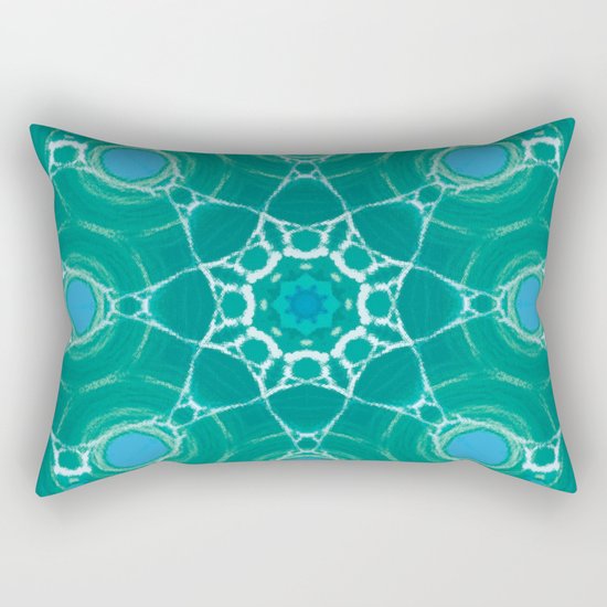 Cyan Star Mandala Rectangular Pillow