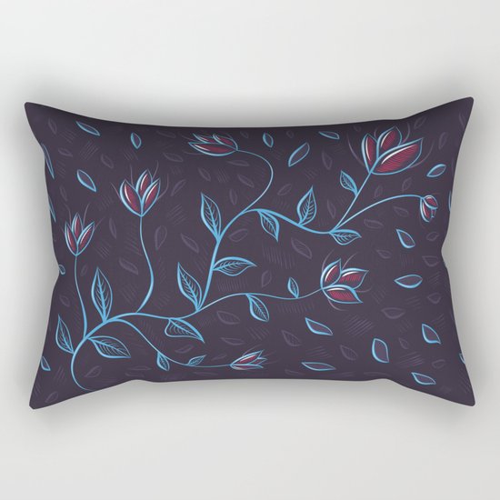 Abstract Glowing Blue Flowers Rectangular Pillow