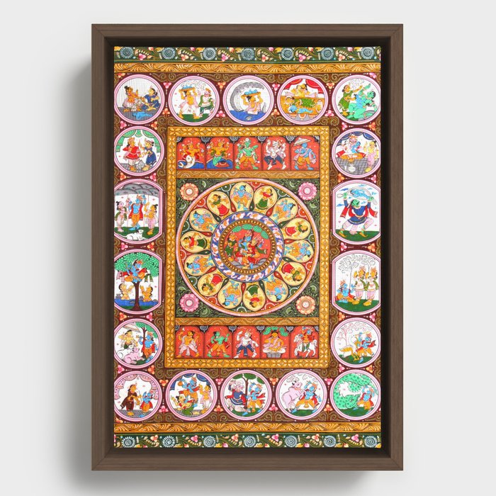 Hindu Rasa Mandala Vishnu Krishna Framed Canvas