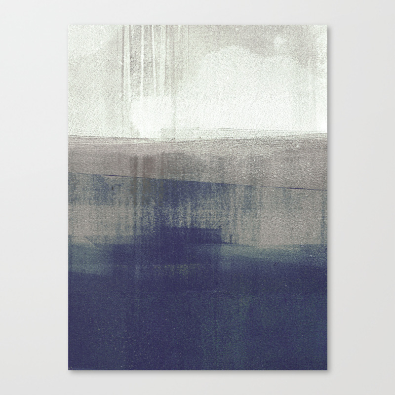 Blue Abstract Grey Minimalist TREBLE CANVAS WALL ARTWORK Print Art 