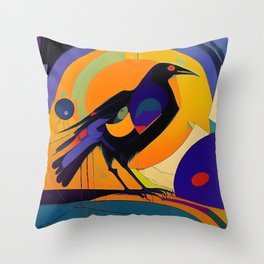 Raven, painting, Kondinsky style, abstraction, modern art. Beautiful, bright, special Throw Pillow