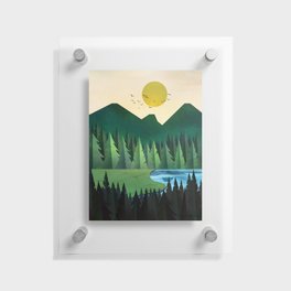 Sunny day near the clear forest lake Floating Acrylic Print