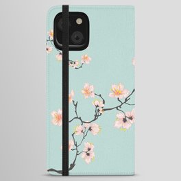 Sakura Cherry Blossoms x Mint Green iPhone Wallet Case