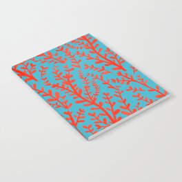 Turquoise and Red Leaves Pattern Notebook