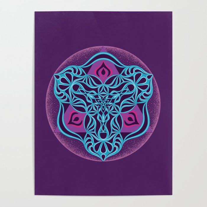 Purple Tiger Mandala  Poster
