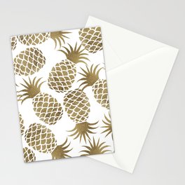 Elegant luxury white gold tropical pineapple illustration Stationery Card