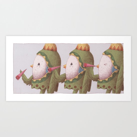 3 Trumpet Birds Art Print