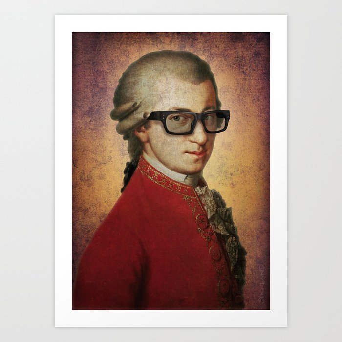 Hipster Mozart Art Print