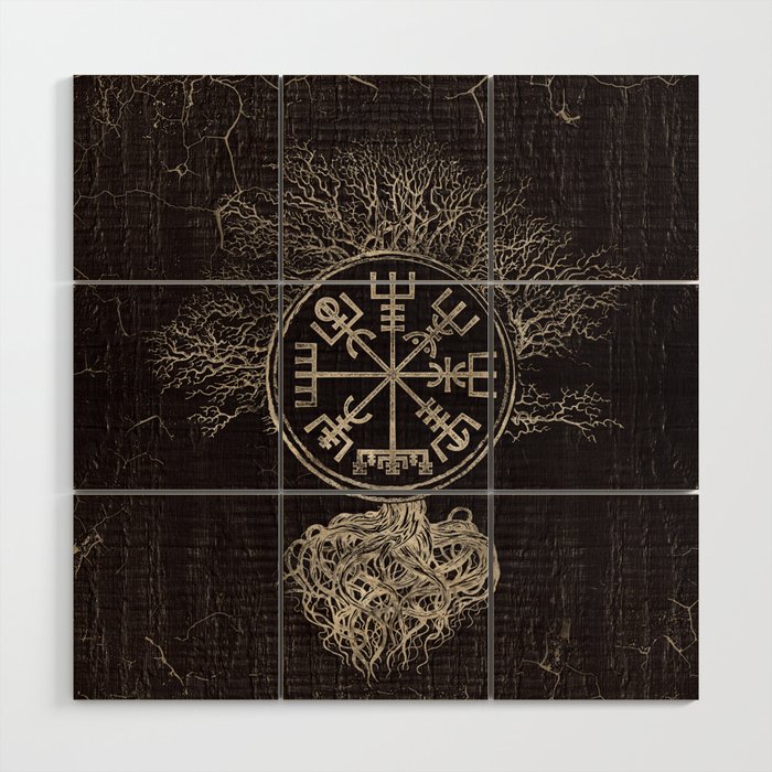 Vegvisir  and Tree of life  -Yggdrasil Wood Wall Art