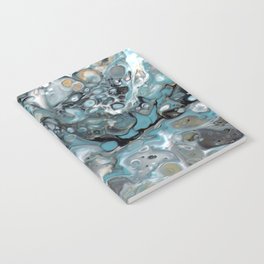 Turquoise White Gold Faux Marble Granite Notebook