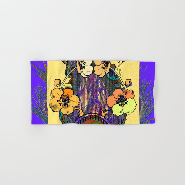 Decorative Modern Floral Purple Cream Peacock Art Hand Bath